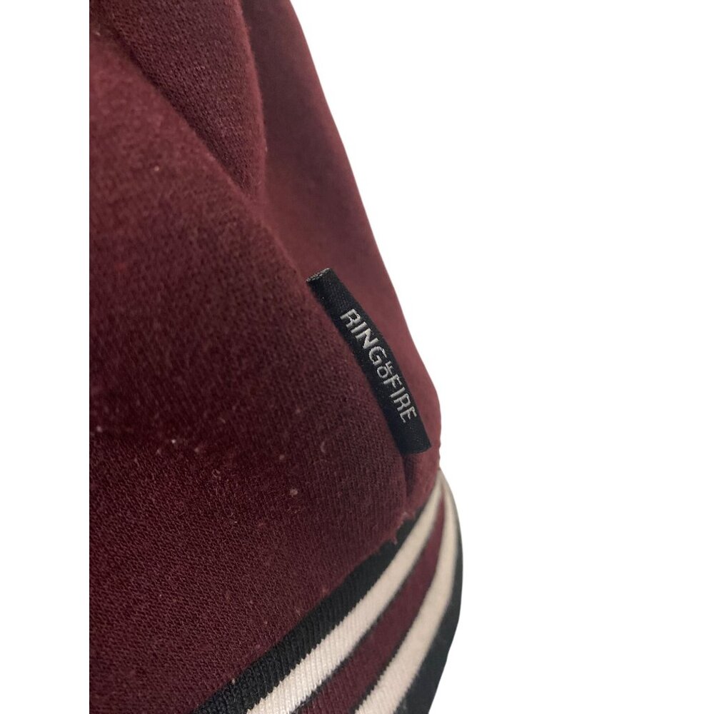 Ring Of Fire Mens Varsity Jacket Size L Maroon & White Polyester - Picture 8 of 12